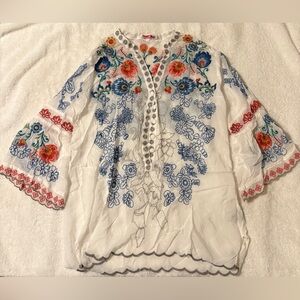 Johnny Was Embroidered Shirt Sz S